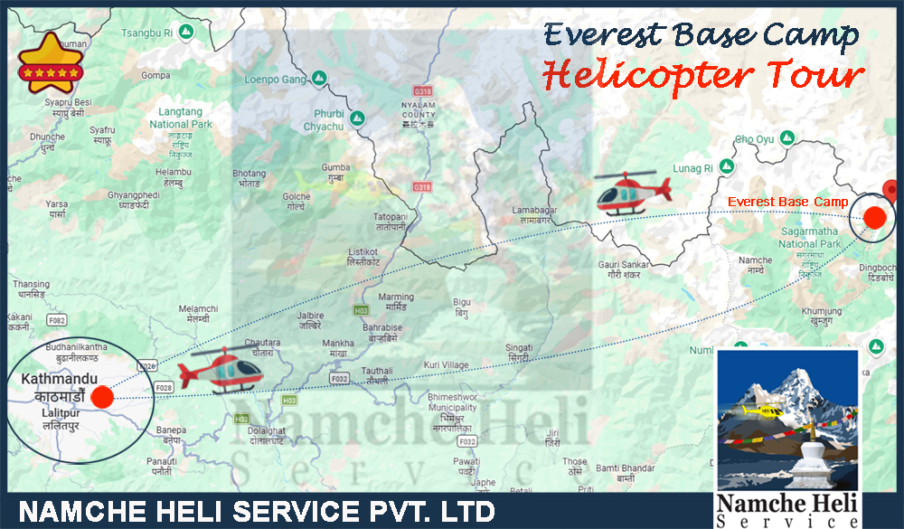Everest Base Cmap Helicompter Tour Map