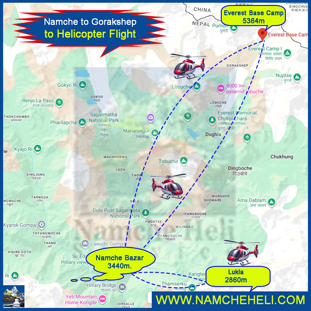 Namche to Everest Base Camp Helicopter Map