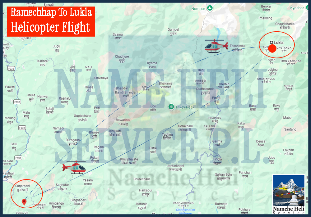 Ramechhap to Lukla Helicopter Map