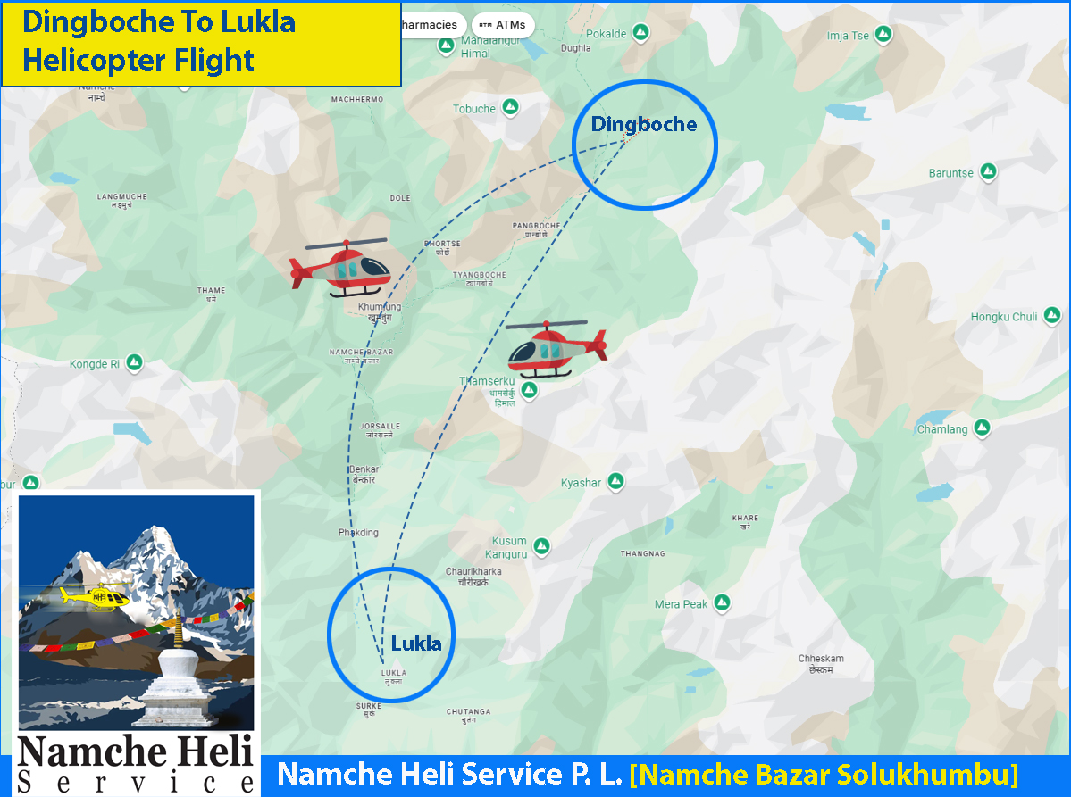 Dingboche To Lukla Helicopter Flight Map