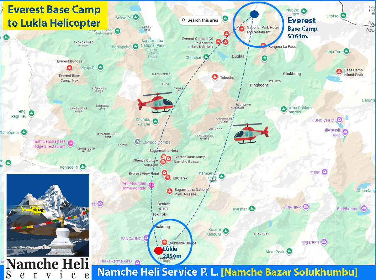 Everest Base Camp to Lukla Map