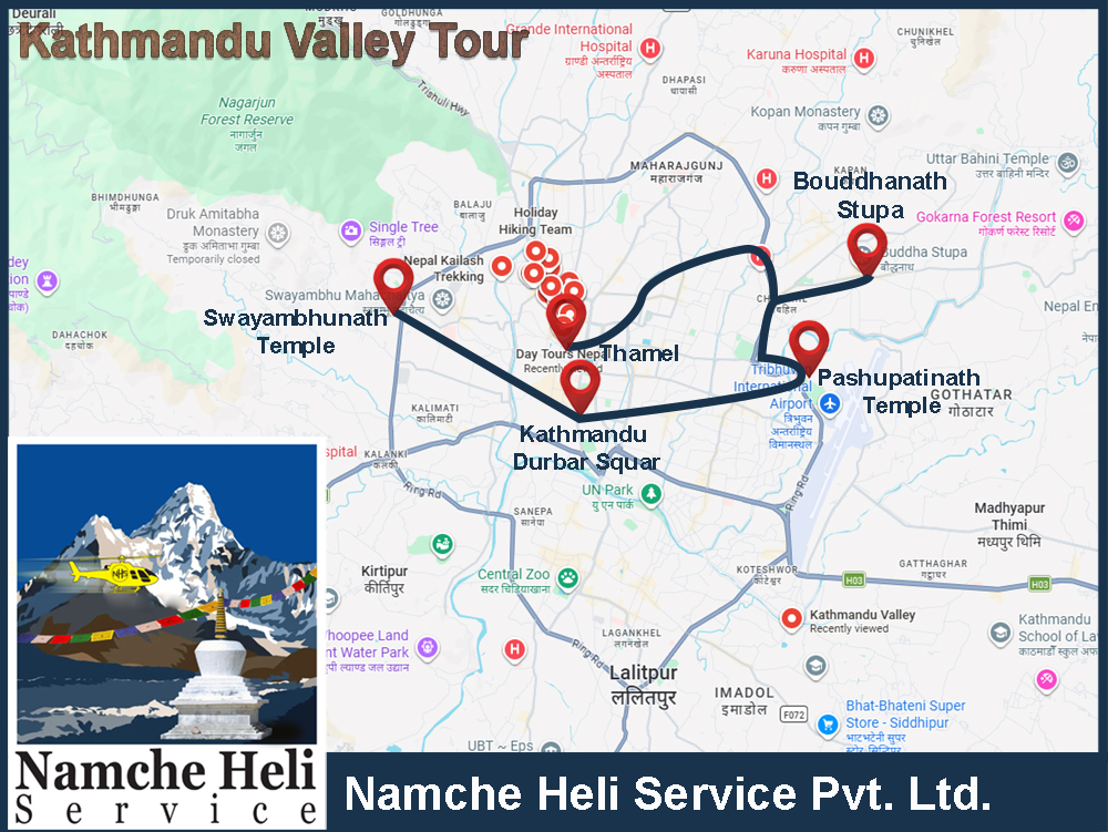 Kathmandu Valley Tour Map