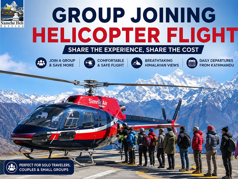 Group joining helicopter flight